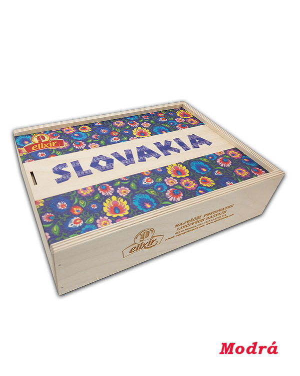 Drevená čajová kazeta Slovakia - modrá