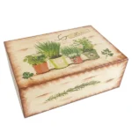 Maľovaná drevená čajová kazeta - vzor bylinky