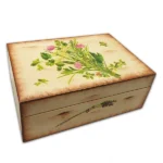 Maľovaná drevená čajová kazeta - vzor ďatelina