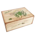 Maľovaná drevená čajová kazeta - vzor herbár