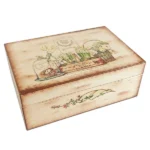 Maľovaná drevená čajová kazeta - vzor koláž