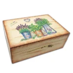 Maľovaná drevená čajová kazeta - vzor levanduľa