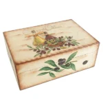 Maľovaná drevená čajová kazeta - vzor olivy