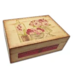 Maľovaná drevená čajová kazeta - vzor ruže